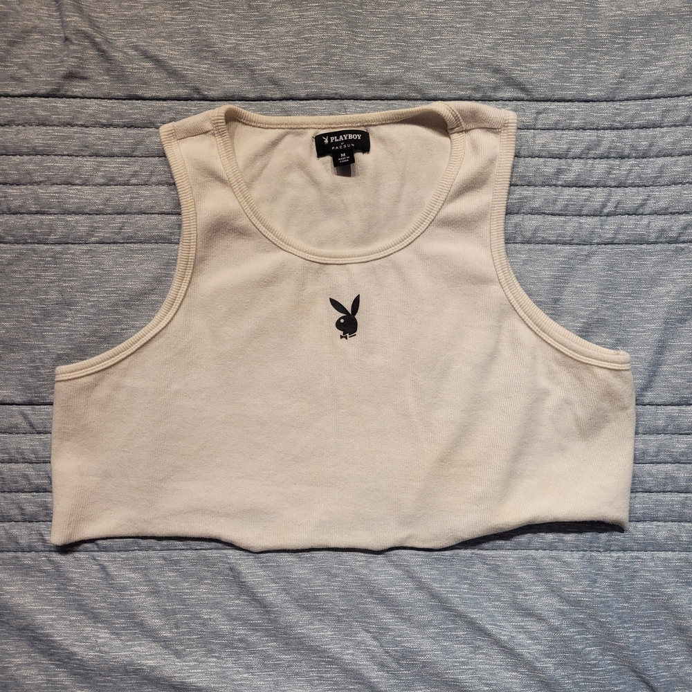 PLAYBOY Cream Tank Top with Iconic Logo